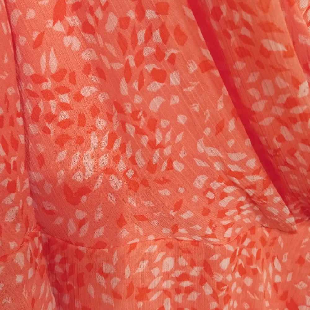 🧁B2G1🧁 DKNY Coral High Low Faux-Wrap Dress with Tie - Picture 4 of 13